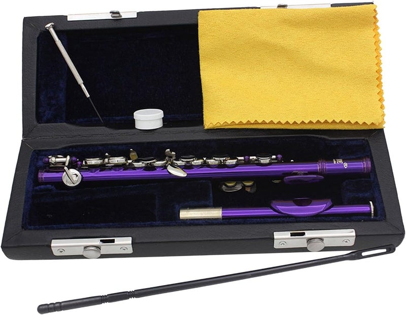 Luwecf C Key Piccolo Lightweight Easy to Play Woodwind Instrument 16 Hole Flute for Stage Performance Practice Classroom Beginner, Purple - Image 1